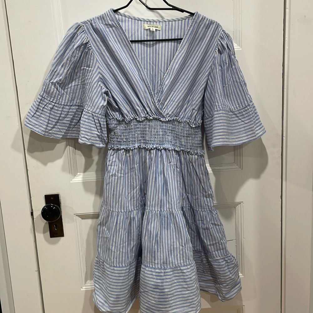 Blue striped max studio dress